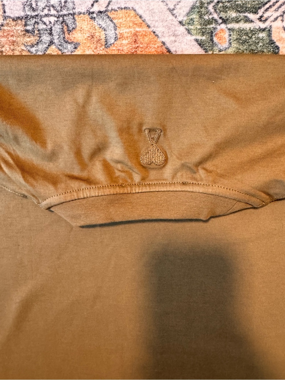 AMI Paris Embroidered Logo T-Shirt Khaki Olive Cotton Tee Size M Portugal - Picture 7 of 7